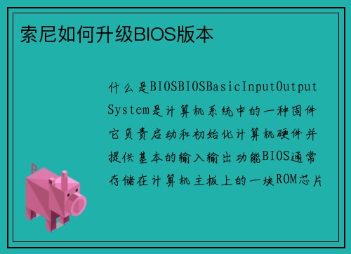 索尼如何升级BIOS版本